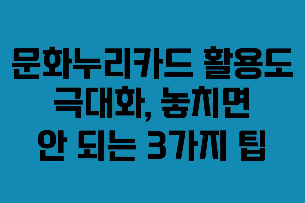 문화누리카드 활용도 극대화, 놓치면 안 되는 3가지 팁