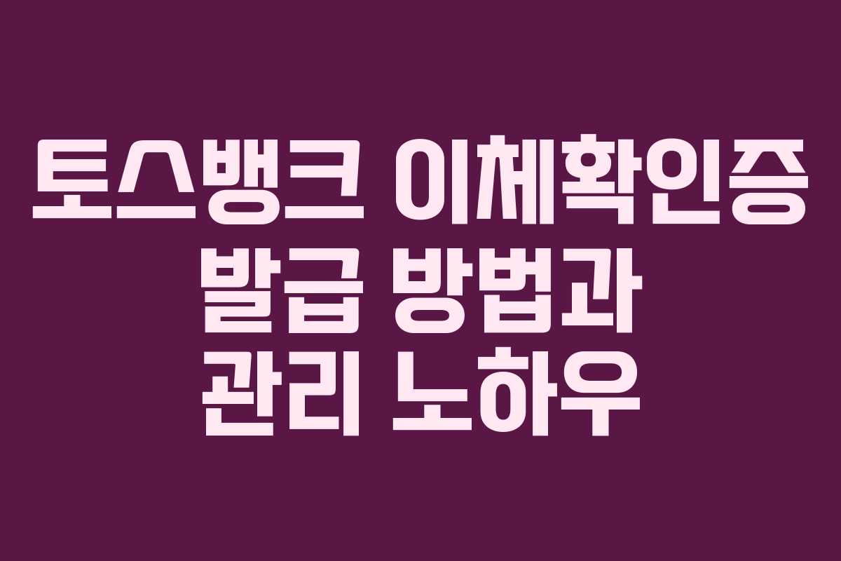 토스뱅크 이체확인증 발급 방법과 관리 노하우