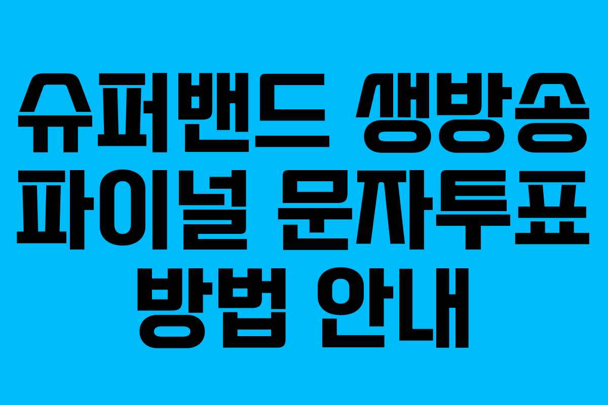 슈퍼밴드 생방송 파이널 문자투표 방법 안내