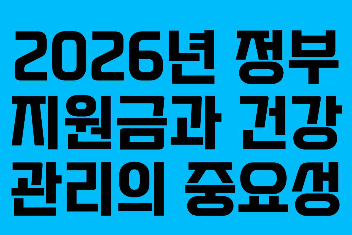 2026년 정부 지원금과 건강 관리의 중요성