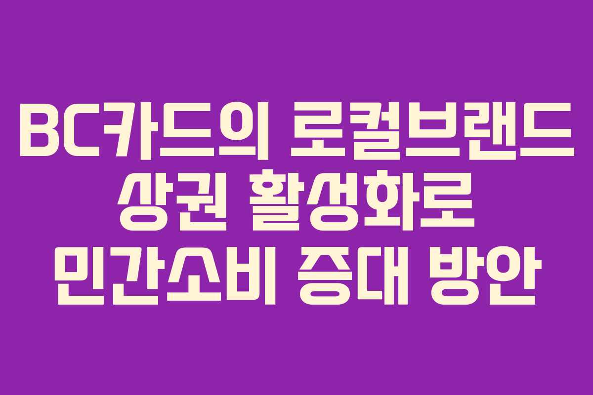 BC카드의 로컬브랜드 상권 활성화로 민간소비 증대 방안