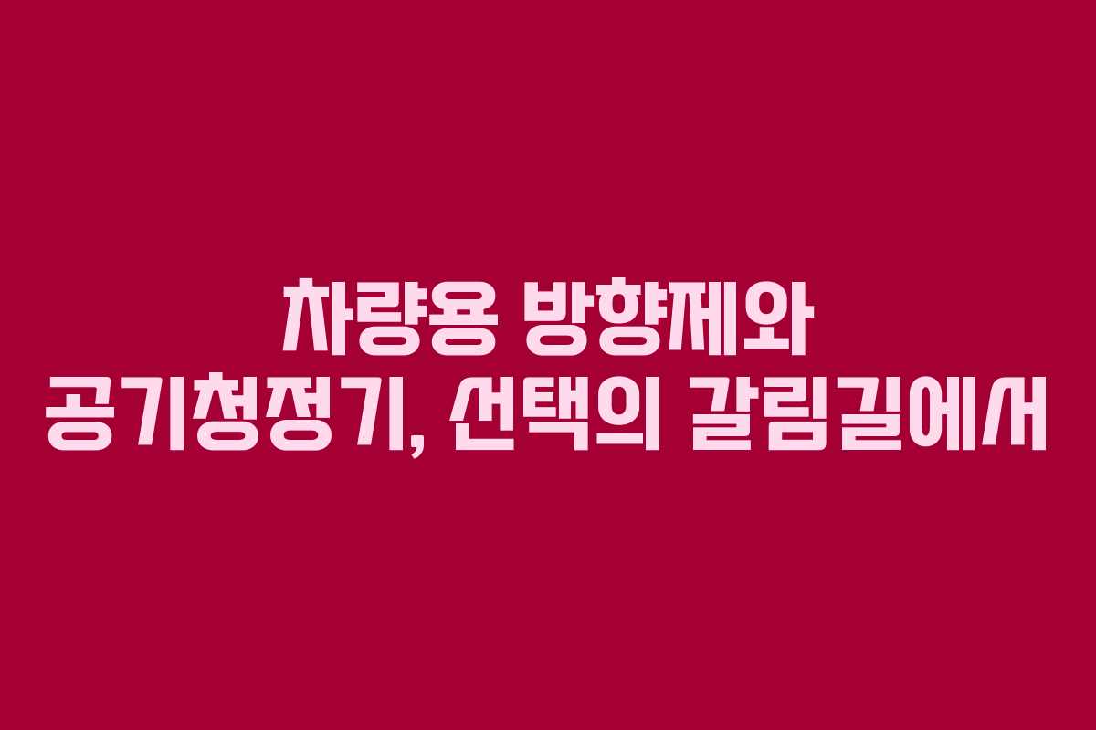 차량용 방향제와 공기청정기, 선택의 갈림길에서