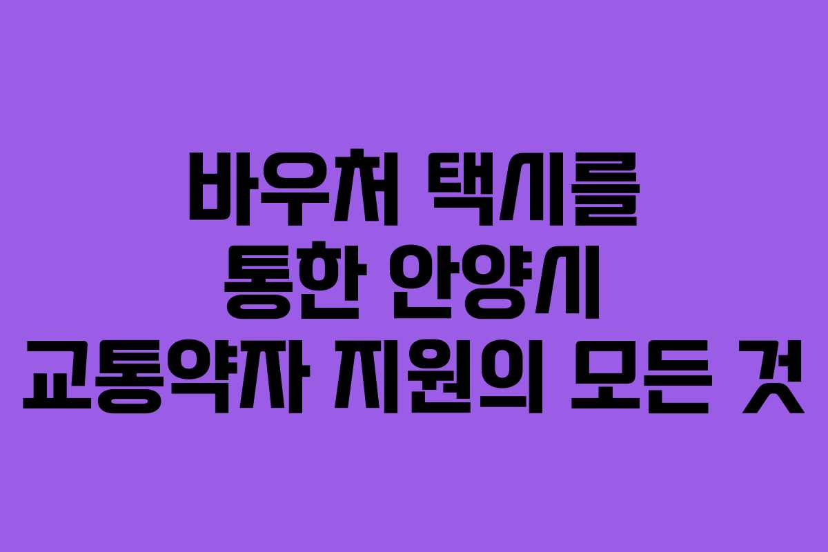 바우처 택시를 통한 안양시 교통약자 지원의 모든 것