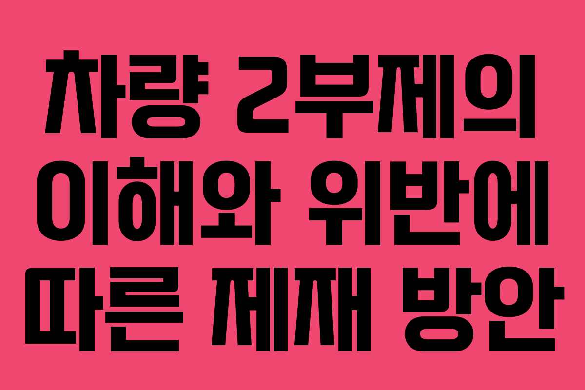 차량 2부제의 이해와 위반에 따른 제재 방안