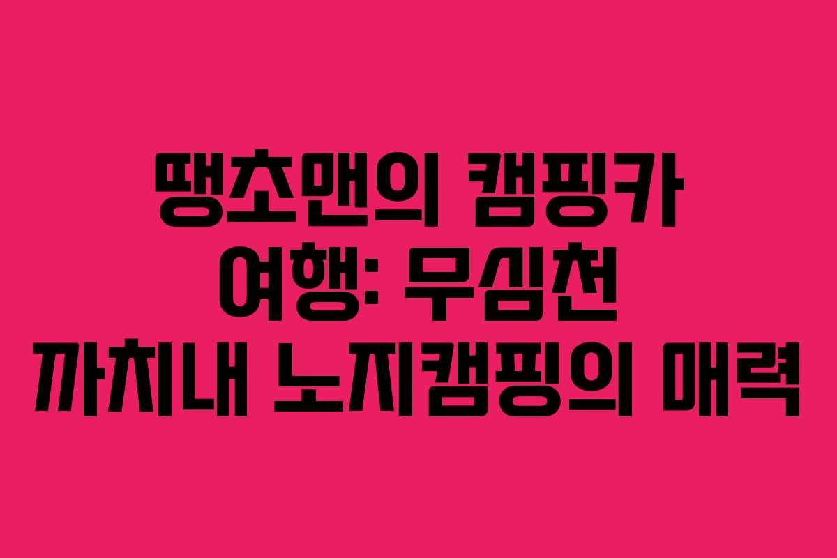 땡초맨의 캠핑카 여행: 무심천 까치내 노지캠핑의 매력