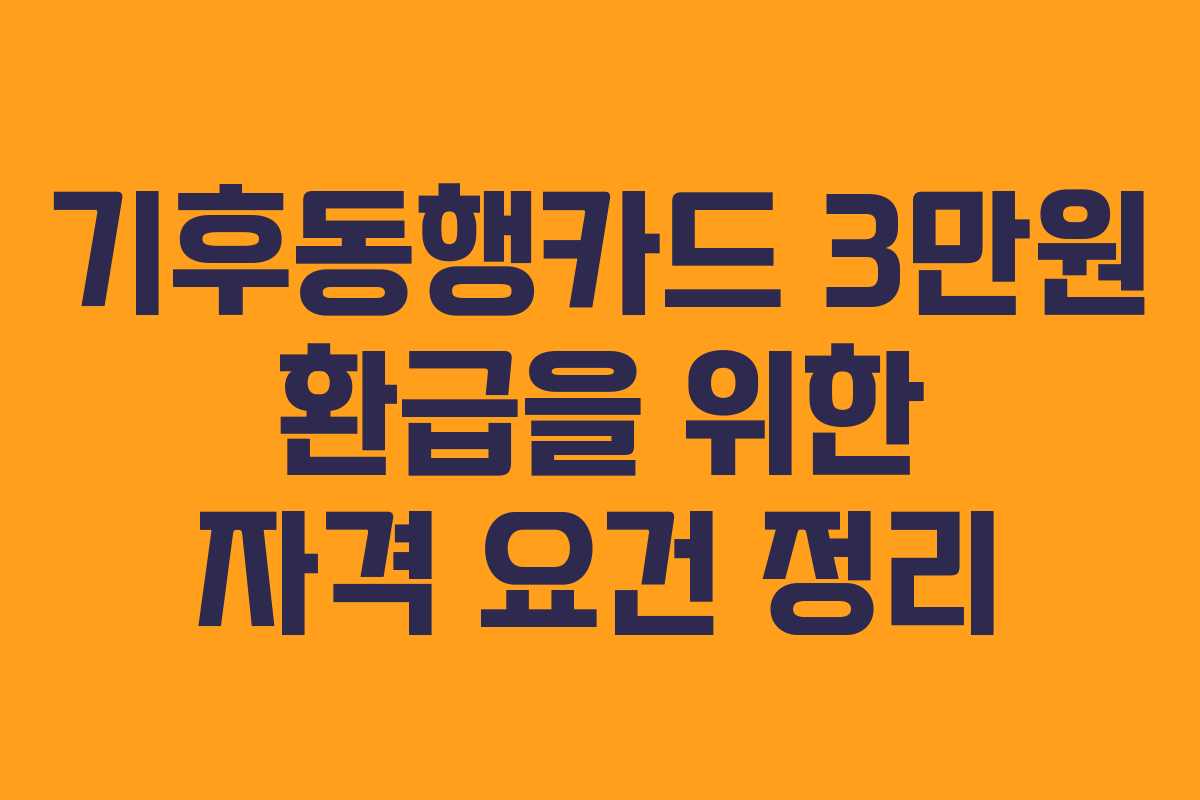 기후동행카드 3만원 환급을 위한 자격 요건 정리