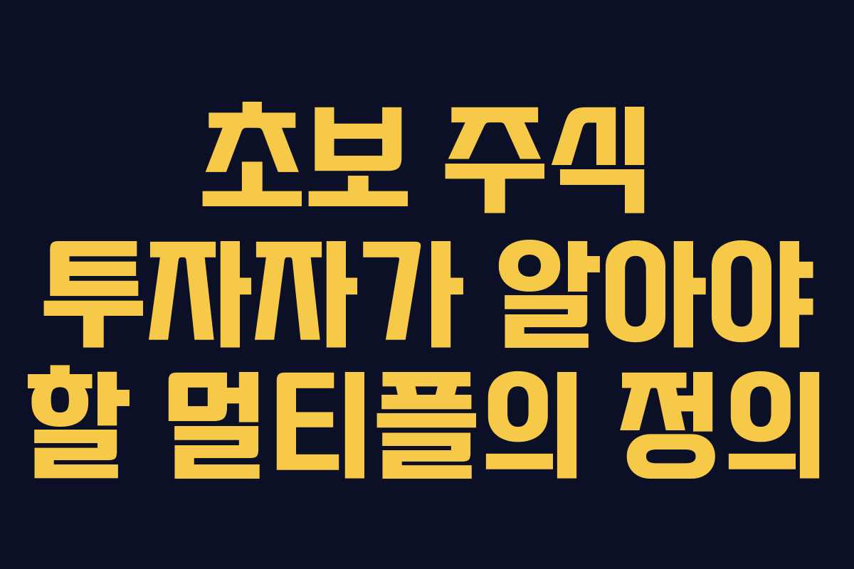 초보 주식 투자자가 알아야 할 멀티플의 정의