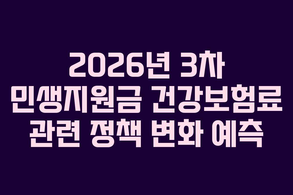 2026년 3차 민생지원금 건강보험료 관련 정책 변화 예측
