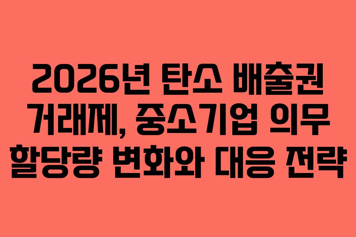 2026년 탄소 배출권 거래제, 중소기업 의무 할당량 변화와 대응 전략