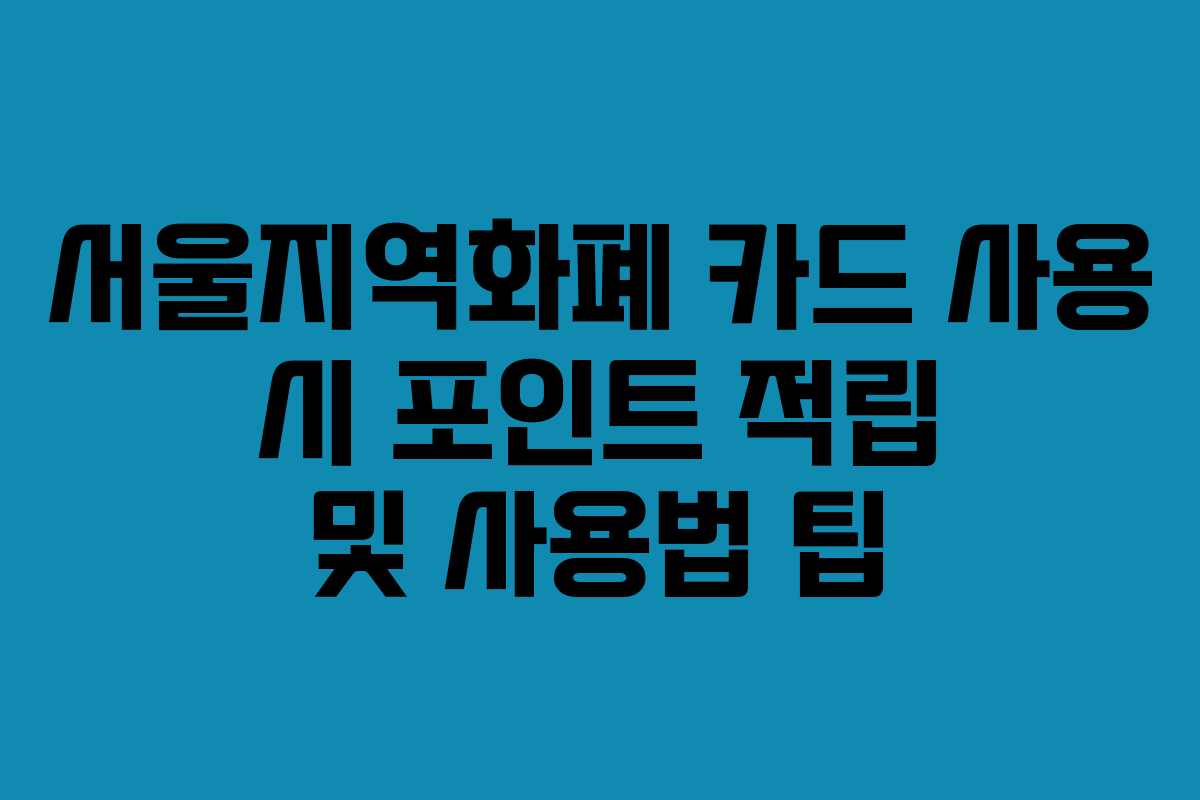 서울지역화폐 카드 사용 시 포인트 적립 및 사용법 팁