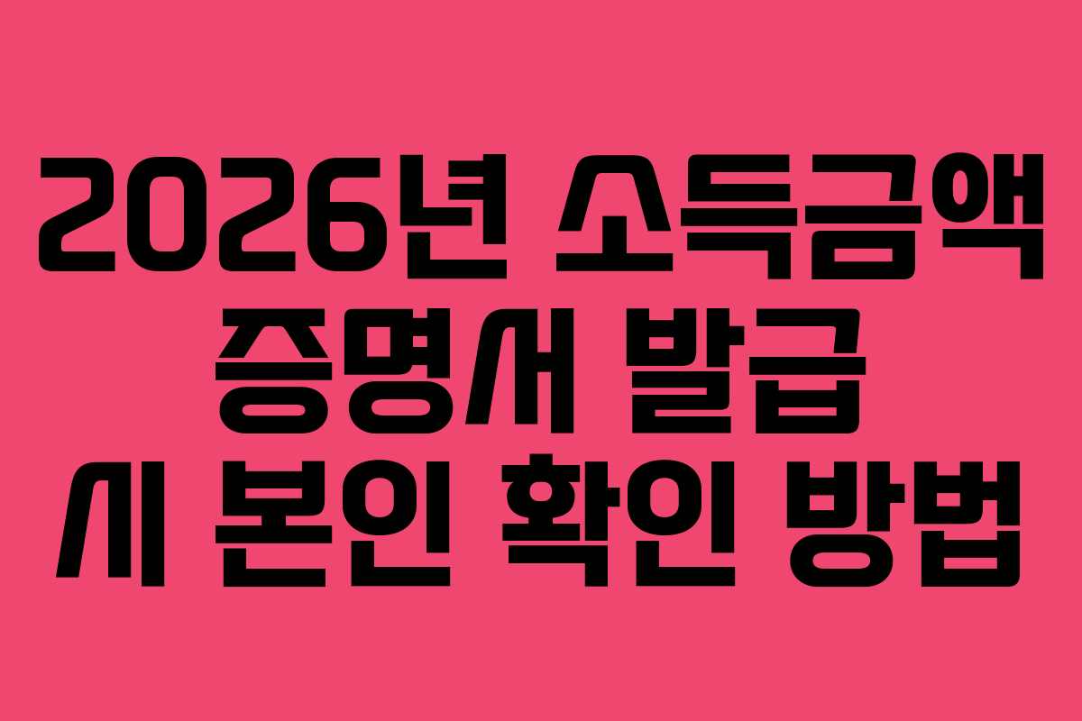 2026년 소득금액 증명서 발급 시 본인 확인 방법