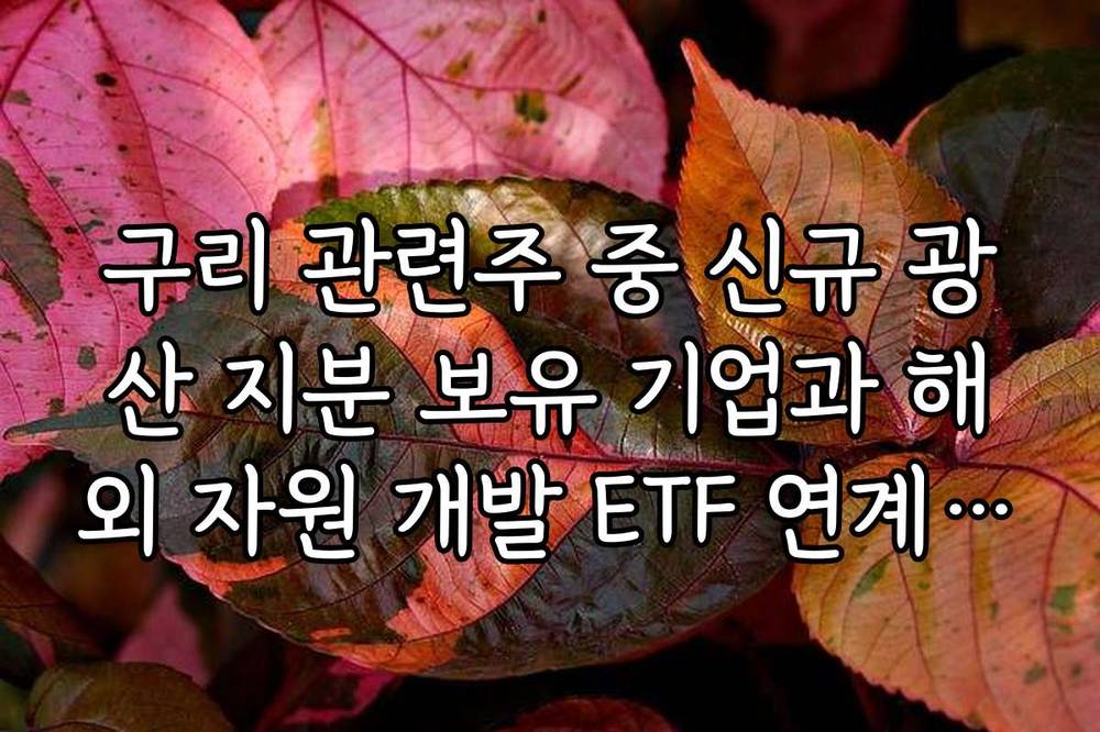 구리 관련주 중 신규 광산 지분 보유 기업과 해외 자원 개발 ETF 연계 분석