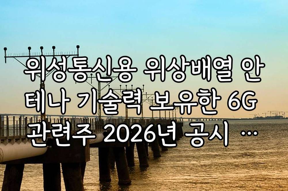 위성통신용 위상배열 안테나 기술력 보유한 6G 관련주 2026년 공시 정보
