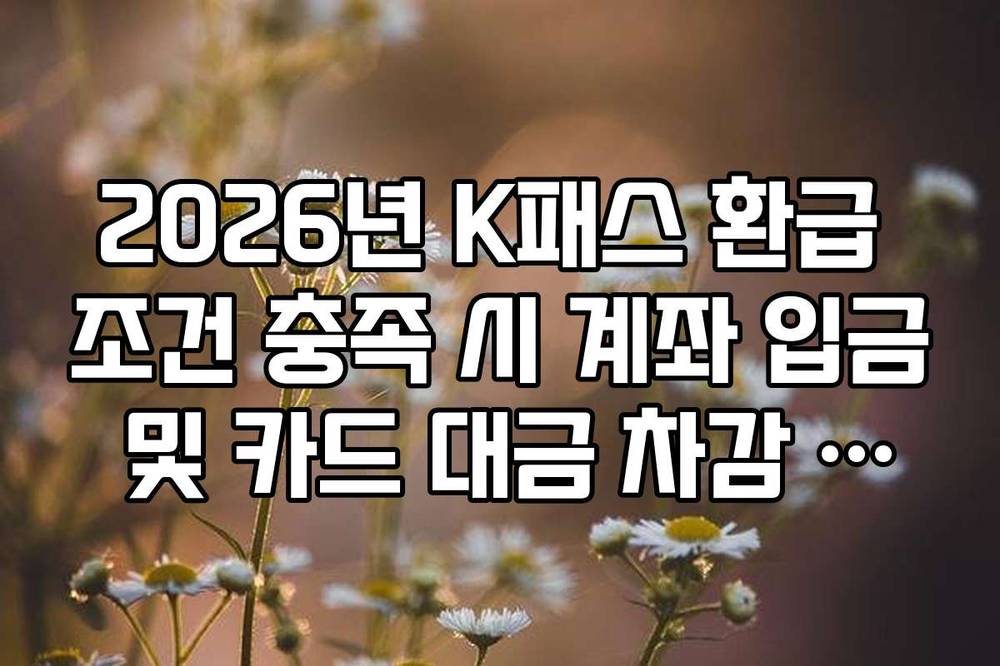 2026년 K패스 환급 조건 충족 시 계좌 입금 및 카드 대금 차감 선택법