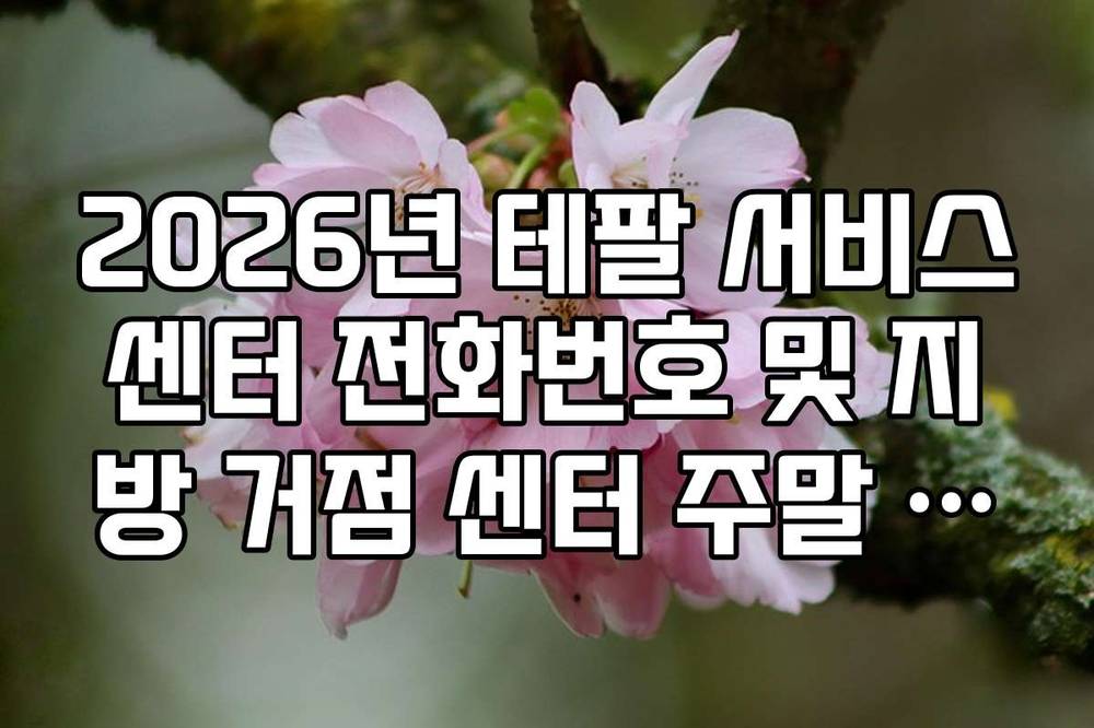 2026년 테팔 서비스센터 전화번호 및 지방 거점 센터 주말 운영 현황