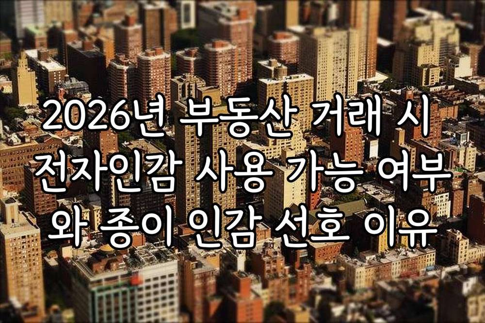 2026년 부동산 거래 시 전자인감 사용 가능 여부와 종이 인감 선호 이유
