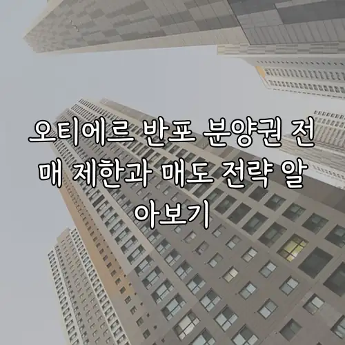 오티에르 반포 분양권 전매 제한과 매도 전략 알아보기