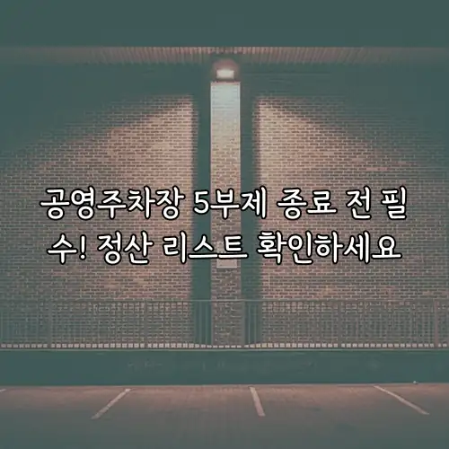 공영주차장 5부제 종료 전 필수! 정산 리스트 확인하세요