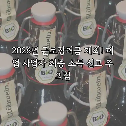 2026년 근로장려금 제외! 폐업 사업자 최종 소득 신고 주의점