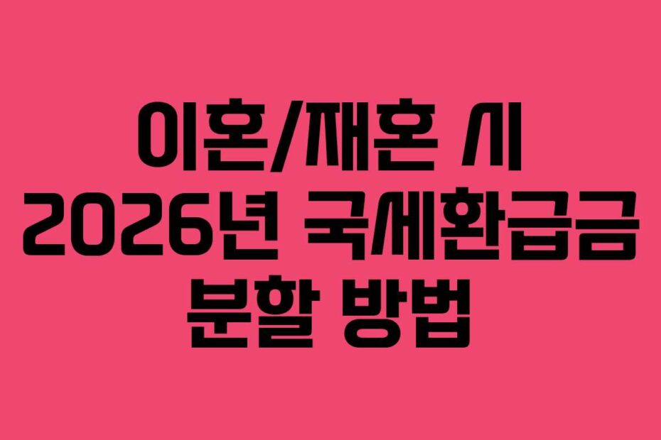 이혼/재혼 시 2026년 국세환급금 분할 방법