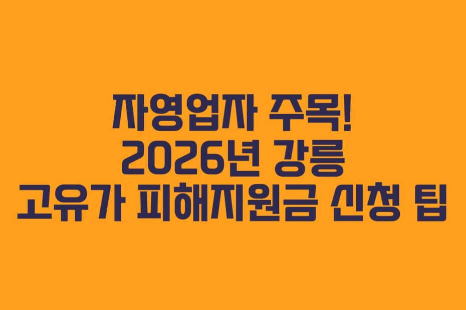 자영업자 주목! 2026년 강릉 고유가 피해지원금 신청 팁