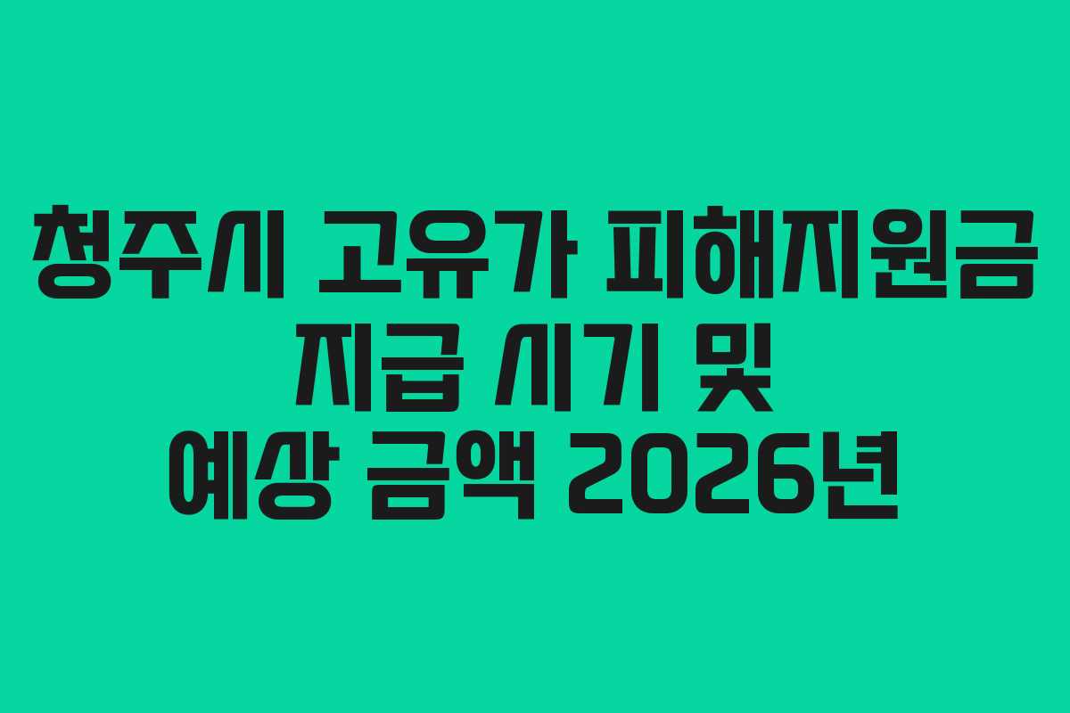 청주시 고유가 피해지원금 지급 시기 및 예상 금액 2026년