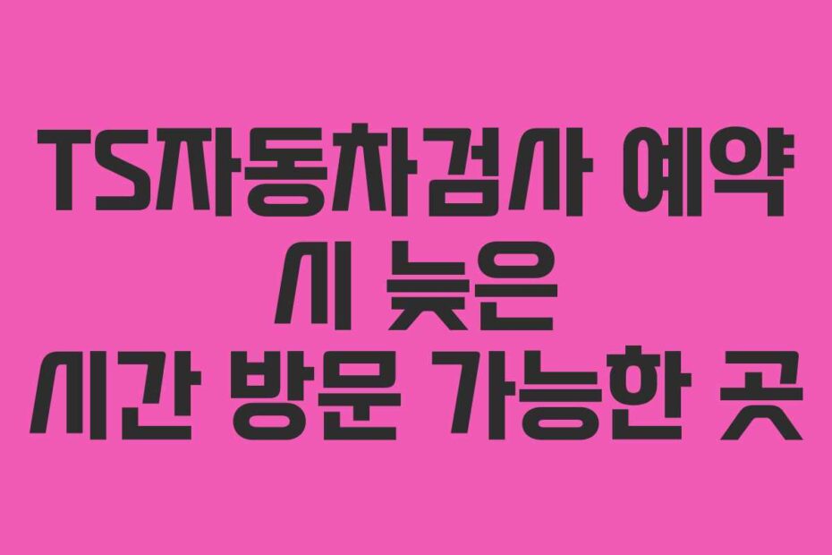 TS자동차검사 예약 시 늦은 시간 방문 가능한 곳