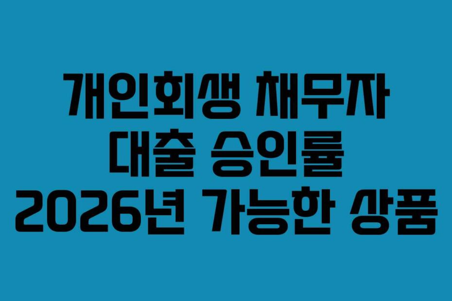 개인회생 채무자 대출 승인률 2026년 가능한 상품
