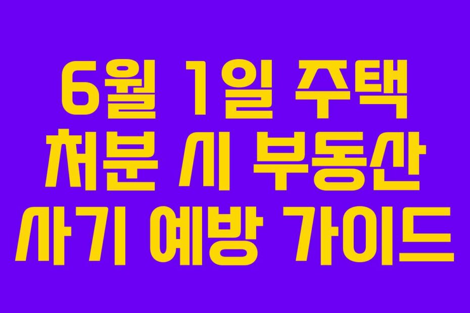 6월 1일 주택 처분 시 부동산 사기 예방 가이드