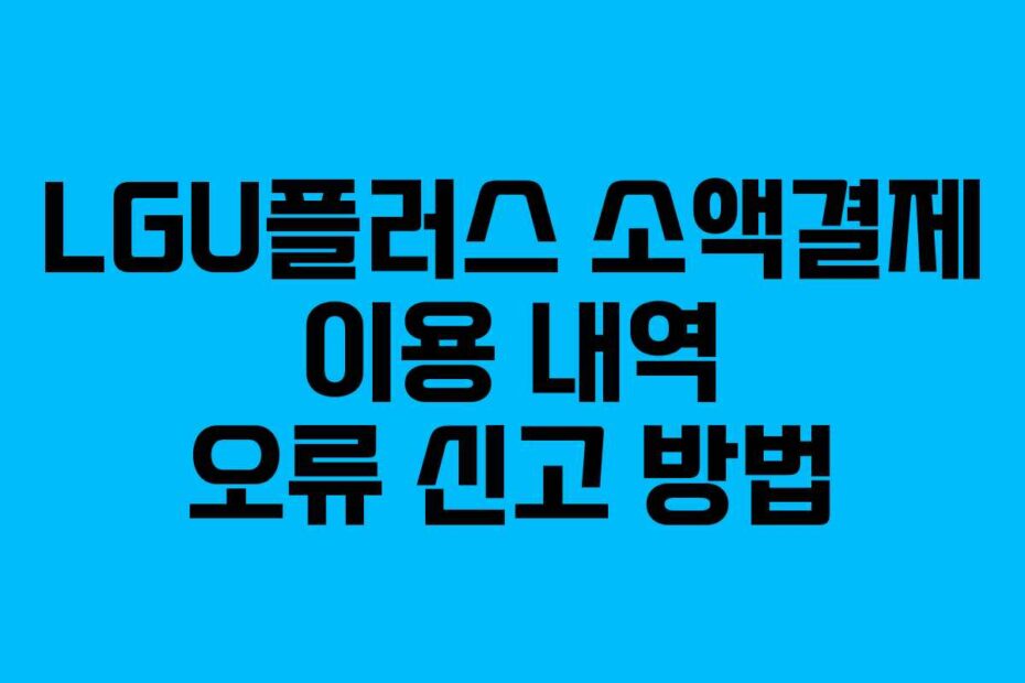 LGU플러스 소액결제 이용 내역 오류 신고 방법
