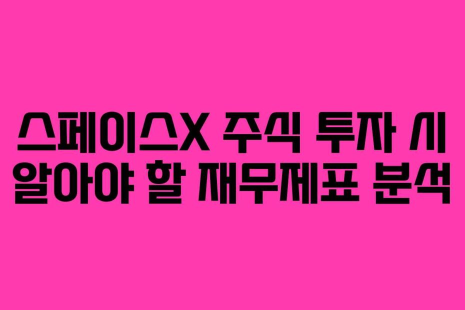 스페이스X 주식 투자 시 알아야 할 재무제표 분석