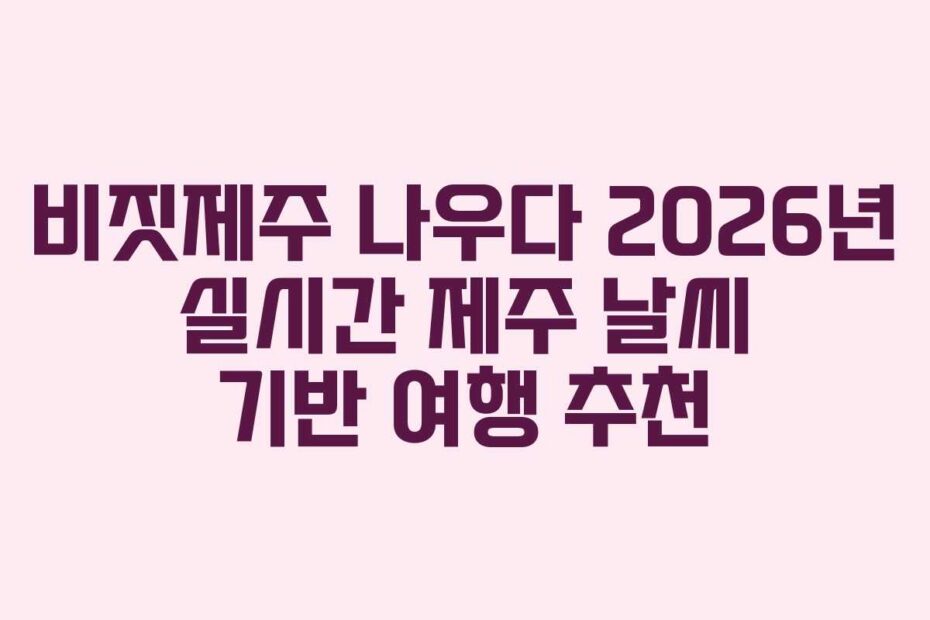 비짓제주 나우다 2026년 실시간 제주 날씨 기반 여행 추천
