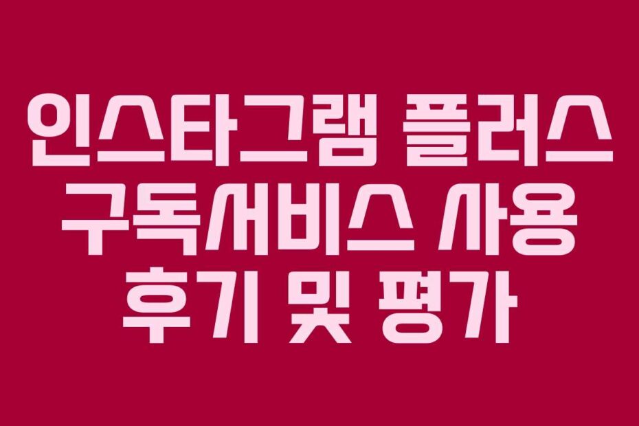 인스타그램 플러스 구독서비스 사용 후기 및 평가